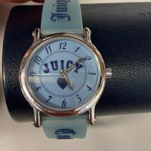 Juicy Couture Stainless Steel Watch Clear Jelly Strap Hearts blue face
